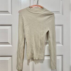 Eclipse Beige Ribbed Mock Neck Sweater – Size Large